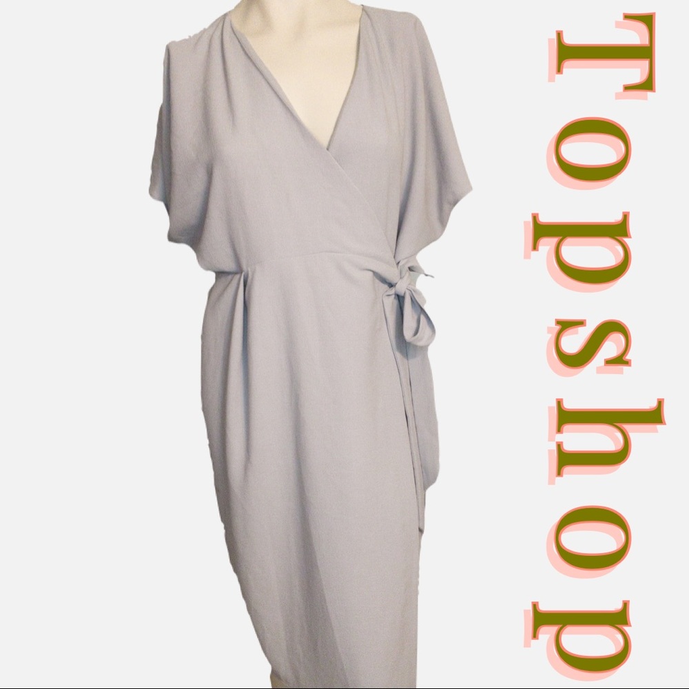 NWOT Topshop Maternity Wrap Grey Tie Waist Adjustable Size 10 Dress